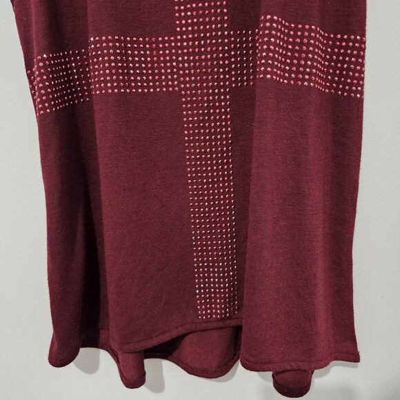 Vanity - Tank Top Lace Bedazzled Y2k - Size M - Maroon - Picture 5 of 8